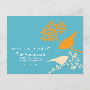 Carte Postale Faire-part Oiseaux colorés Déplacement Annonces