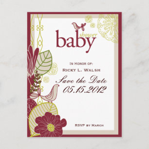 Carte Postale Faire-part Oiseaux & Fleurs