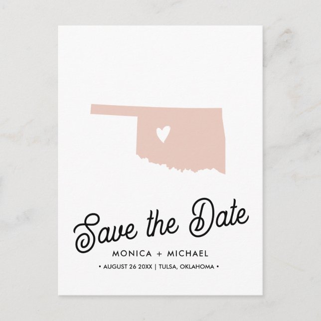 Carte Postale Faire-part OKLAHOMA State Destination Mariage N'IMPORTE QUELL (Devant)