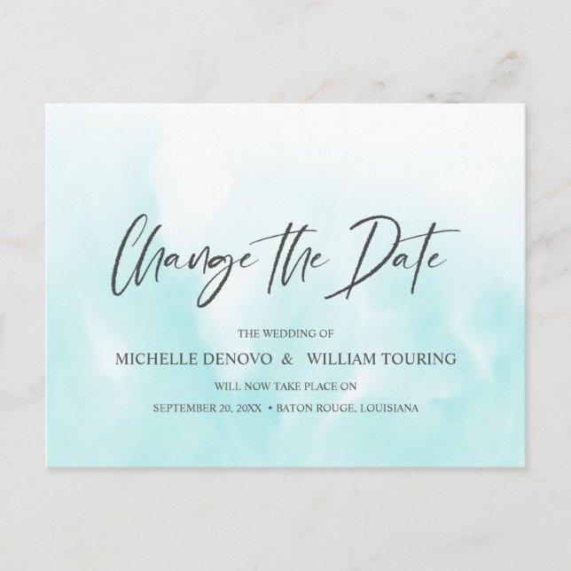 Carte Postale Faire-part Ombre Blue Elegant Écriture manuscrite Modifier la (Devant)