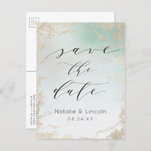 Carte Postale Faire-part Ombre Mint Green Frosted Gold Foil Enregistrer la