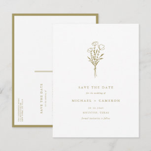 Carte Postale Faire-part Or Bohème Minimaliste Botanique Étape à franchir a