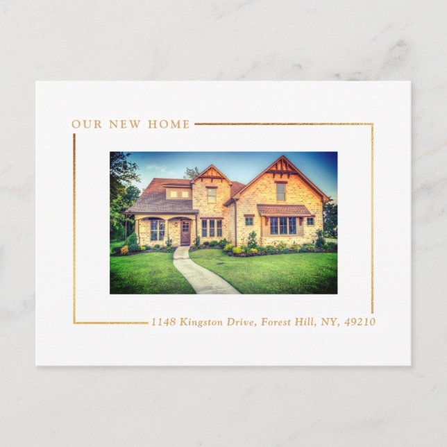 Carte Postale Faire-part Or simplement chic avec feuille d'or Photo Nouveau (Devant)