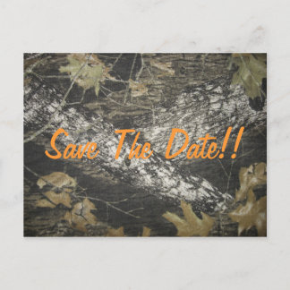 Carte Postale Faire-part Orange Camo Enregistrez la date !