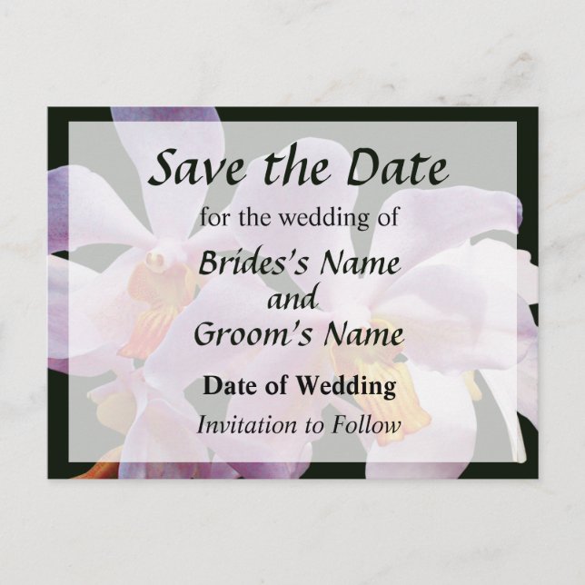 Carte Postale Faire-part Orchidées roses délicates Enregistrez la date (Devant)