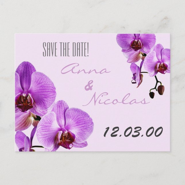 Carte Postale Faire-part Orchidées violettes fraîchement coupées (Devant)