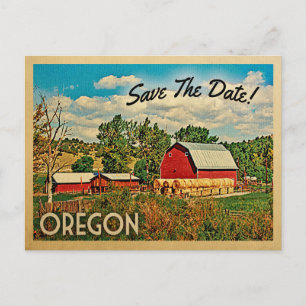 Carte Postale Faire-part Oregon Sauvegarder la date grange de la ferme Rust