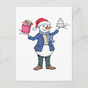 Carte Postale Faire-part Organisateur d'événement de bonhomme de neige Noël