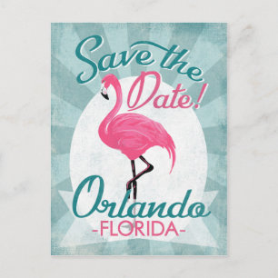 Carte Postale Faire-part Orlando Enregistrez La Date Flamant Rose