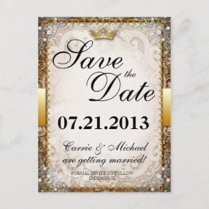 Carte Postale Faire-part Ornate Fairytale Storybook Wedding Enregistrer la