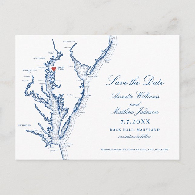 Carte Postale Faire-part Osprey Point Inn Rock Hall MD Enregistrer la date (Devant)