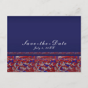 Carte Postale Faire-part Paillettes scintillantes rouge blanc et bleu Fête 