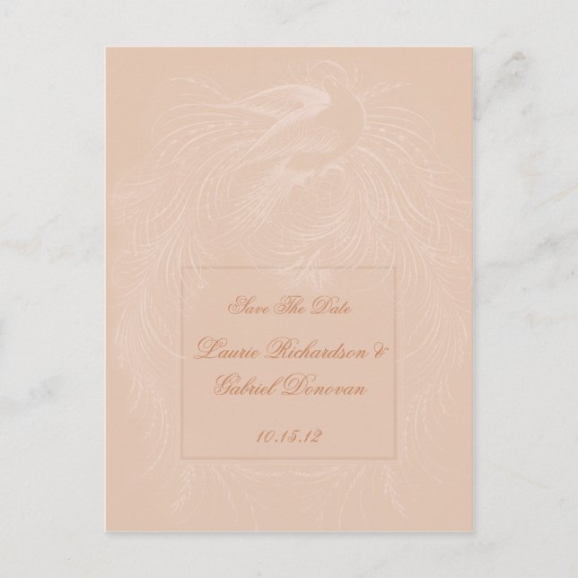 Carte Postale Faire-part Pale Peach Dove on Peach Enregistrer La Date (Devant)