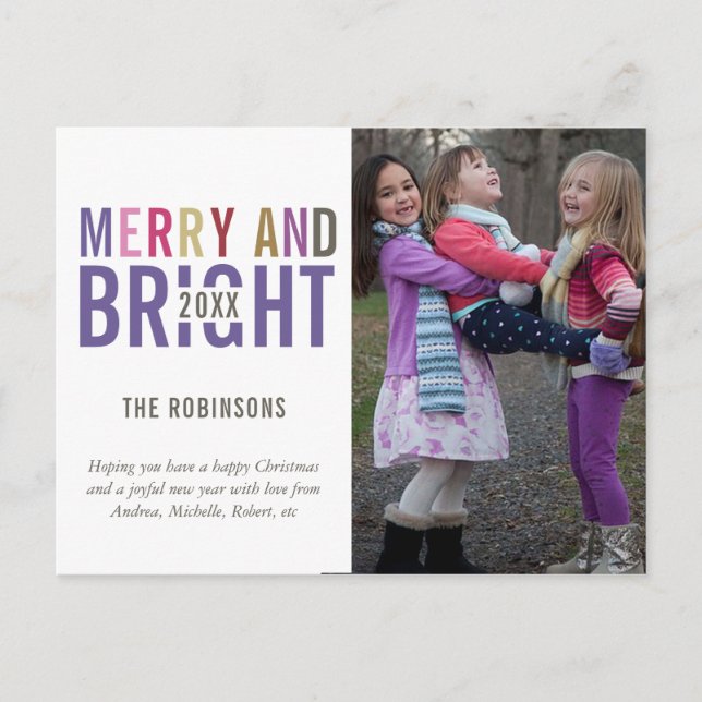 Carte Postale Faire-part Palette Ultra Violet Noël Photo de vœux (Devant)