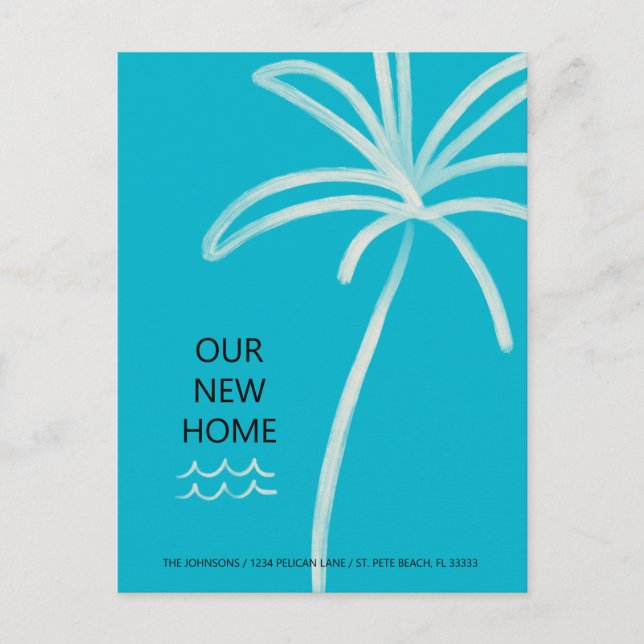 Carte Postale Faire-part Palm Tree Aqua Nouvelle adresse (Devant)