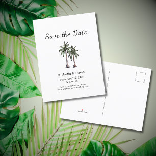 Carte Postale Faire-part Palmiers tropicaux Dessin Mariage Enregistrer la d