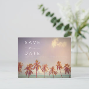 Carte Postale Faire-part Palms tropicaux Beach Mariage Enregistrer la date