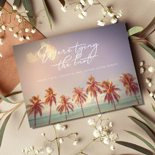 Carte Postale Faire-part Palms tropicaux Beach Mariage Enregistrer la date