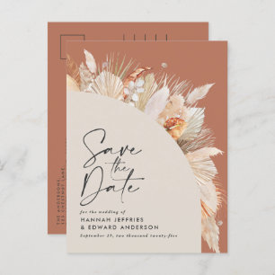 Carte Postale Faire-part Pampas en terre cuite bohème moderne photo d'herbe