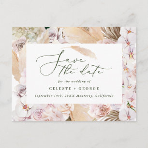 Carte Postale Faire-part Pampas herbe palmier orchidée moderne rustique