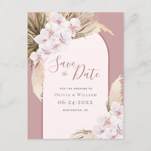 Carte Postale Faire-part Pampas moderne Grass Floral Tropical Dusty Rose