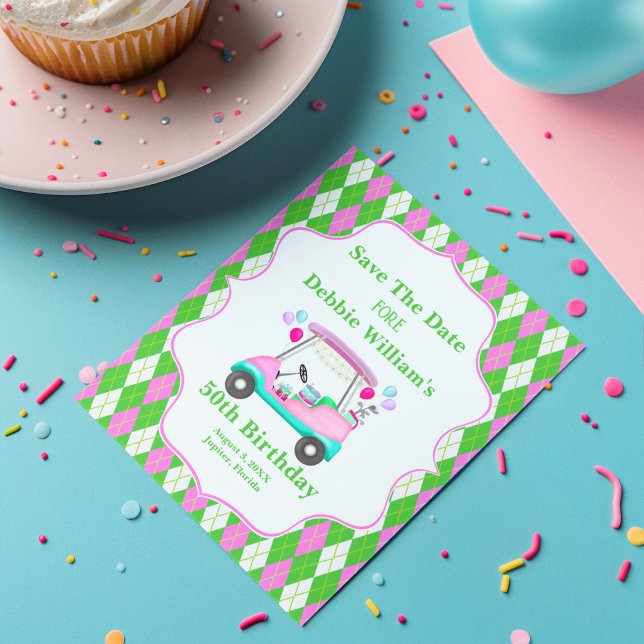 Carte Postale Faire-part Panier de golf élégant prêt pour l'anniversaire de (Créateur téléchargé)