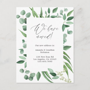Carte Postale Faire-part Papier aquarelle Eucalyptus Verdure Nouvelle Adres