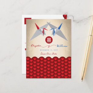 Carte Postale Faire-part Papier Grues Origami Mariage de Saint Jacques Enre