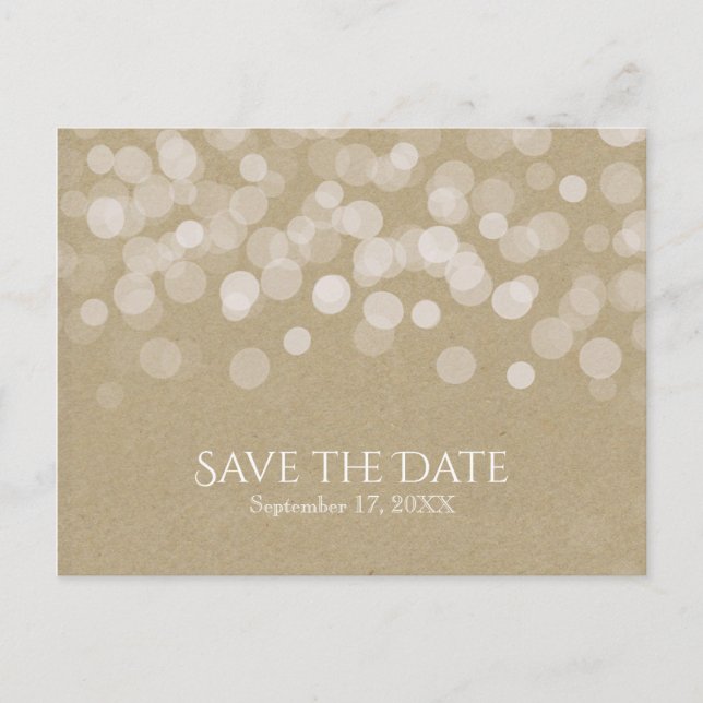 Carte Postale Faire-part Papier Kraft Simple Mariage Rustique Save The Date (Devant)