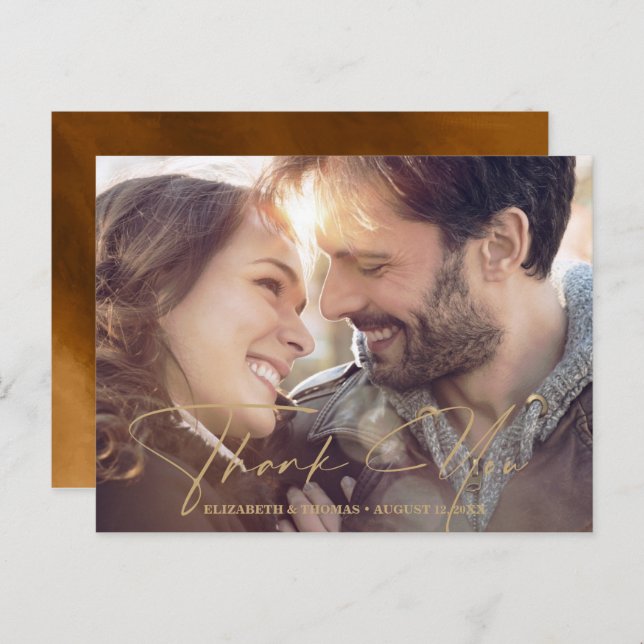 Carte Postale Faire-part Papier photo à message aquarelle moderne ID816 dor (Devant / Derrière)