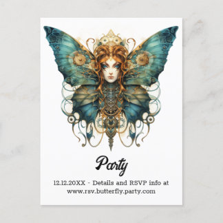 Carte Postale Faire-part Papillon Impératrice Copperfly Mariage Steampunk