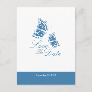 Carte Postale Faire-part Papillons Bleus Simple Enregistrer Le Mariage Date