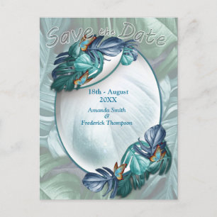 Carte Postale Faire-part Papillons du Paradis/Tropical Turquoise Splash