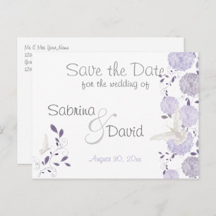 Carte Postale Faire-part Papillons & Lilac Chrysanthemum Enregistrer la dat