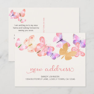 Carte Postale Faire-part Papillons Rose Corail Mon Nouvel Adresse
