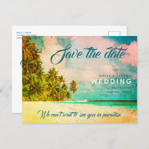 Carte Postale Faire-part Paradise Beach Destination Wedding Sauvez la Date