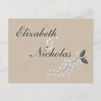 Carte Postale Faire-part Parchemin de perles grises Enregistrer la date Car