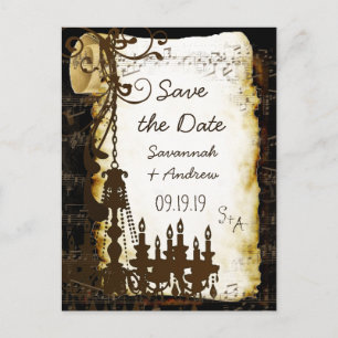 Carte Postale Faire-part Parchemin Scroll Lustre Économisez la Date
