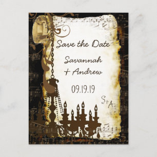 Carte Postale Faire-part Parchemin Scroll Lustre Enregistrer la Date