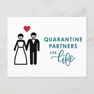 Carte Postale Faire-part Partenaires de quarantaine pour la vie   Bleu