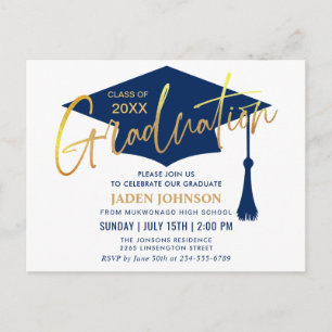 Carte Postale Faire-part Parti minimaliste moderne de graduation