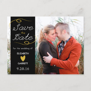 Carte Postale Faire-part Parties scintillant Black / Gold Enregistrer la da