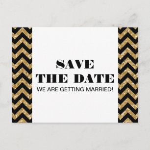 Carte Postale Faire-part Parties scintillant Chevron Enregistrer la date Ca