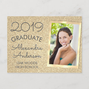 Carte Postale Faire-part Parties scintillant d'or Sparkle Graduation Annonc
