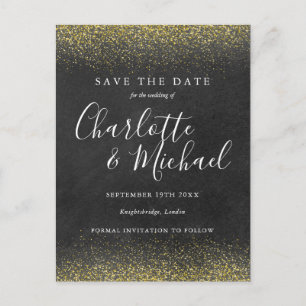 Carte Postale Faire-part Parties scintillant Gold Signature Enregistrer la 