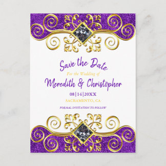 Carte Postale Faire-part Parties scintillant royale violet Gold Gemstone En