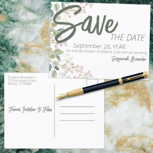 Carte Postale Faire-part Pastel Aquarelle Florale Fête des mariées frontièr