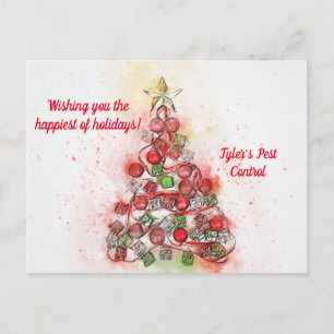 CARTE POSTALE FAIRE-PART PASTEL TREE CHRISTMAS BUSINESS POSTCARD