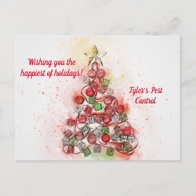 CARTE POSTALE FAIRE-PART PASTEL TREE CHRISTMAS BUSINESS POSTCARD (Devant)