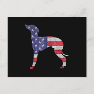 Carte Postale Faire-part patriotic italic greyhound american flag embrroïde